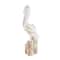 24" White Wood Pelican Handmade Distressed Sculpture with 3 Brown Posts